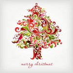 Floral Swirls Tree for Christmas Vector Graphic