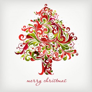 Floral Swirls Tree for Christmas Vector Graphic