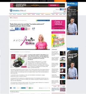 24.09.2015,Online, BioBio.cl, Todo listo para la corrida “La meta está en ti” organizada por Avon Chile